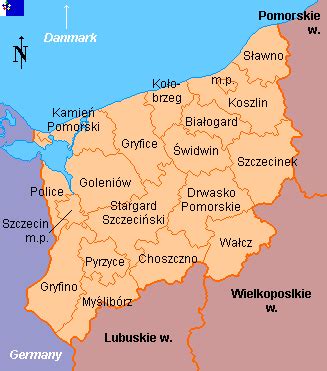 Clickable map of w. zachodniopomorskie (Poland)