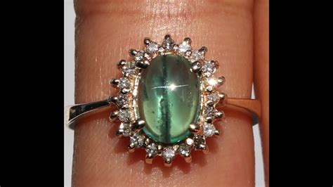 RARE 14K TRAPICHE EMERALD DIAMOND RING WITH CATS EYE - YouTube