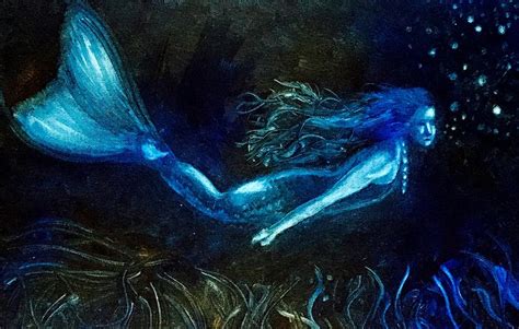 Blue Mermaid Painting by Pamela Morley