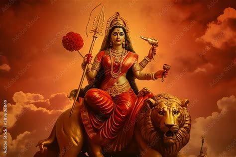 Beautiful Hindu Goddess Durga Mata Stock Illustration | Adobe Stock