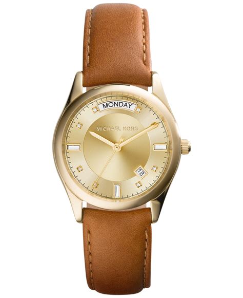 Michael Kors Watch Women : Michael Kors Women's Pyper Luggage Leather ...