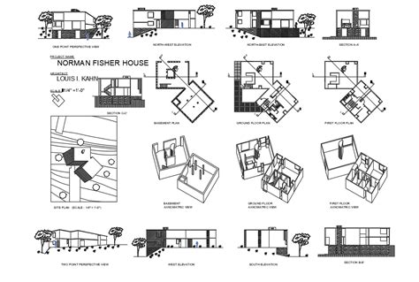 Fisher house dwg, Norman fisher house dwg file - Cadbull