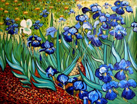 Van Gogh Irises in the Garden Repro, Hand Painted Oil Painting, 36x48in ...