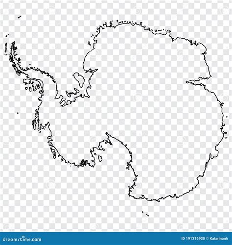 Blank Map Of Antarctica. Thin Line Antarctica Map On A Transparent ...