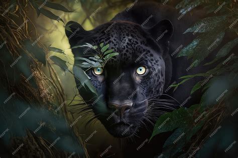 Premium AI Image | Panther hunting in the forest its eyes fixed on prey