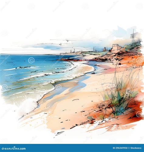 Watercolor Beach Sketch Illustration: Digital Painting by Daniel ...