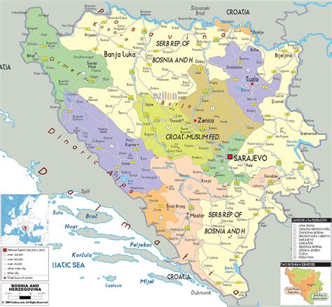 Political Map of Bosnia and Herzegovina - Ezilon Maps