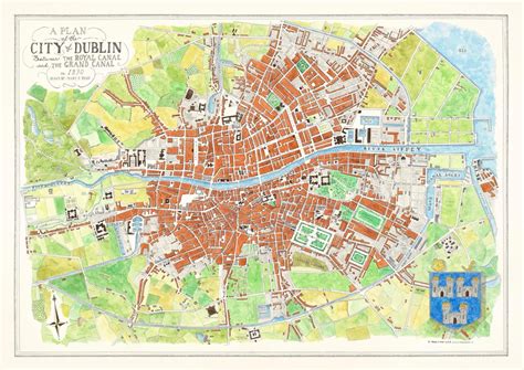 Dublin City Street Map 1830 Print, Dublin Map, Antique Dublin City Map ...