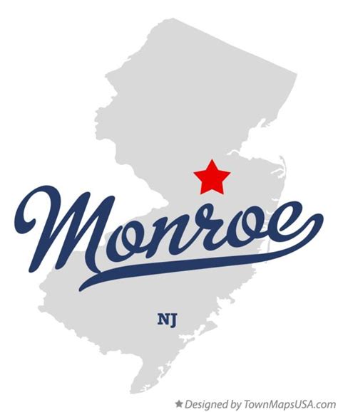 Map of Monroe, Middlesex County, NJ, New Jersey