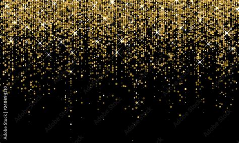 Golden confetti falling on sparkling gold glitter background. Vector ...