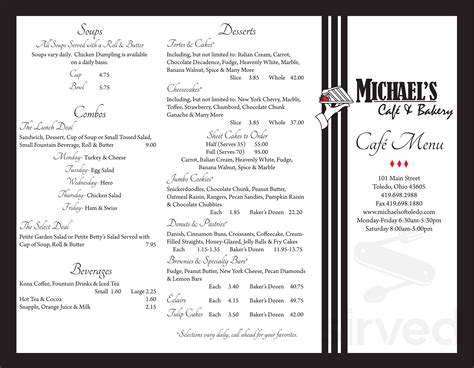 Michael's Cafe & Bakery menu in Toledo, Ohio, USA