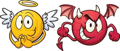 Angel and devil emoticons. Vector clip art illustration with simple ...