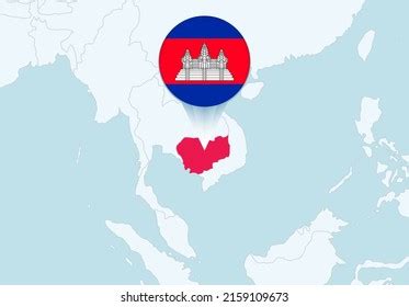 Asia Selected Cambodia Map Cambodia Flag Stock Vector (Royalty Free ...