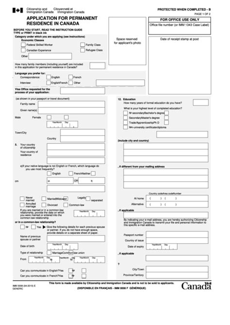 Canada Permanent Resident Application Instruction Guide