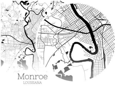 Monroe Map INSTANT DOWNLOAD Monroe Louisiana City Map | Etsy