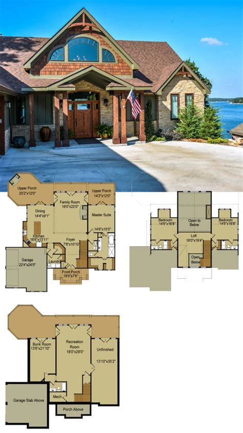 Rustic Mountain House Floor Plan with Walkout Basement | Lake house ...