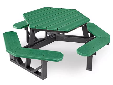 Hex Recycled Plastic Picnic Table - 46", Green H-2560G - Uline