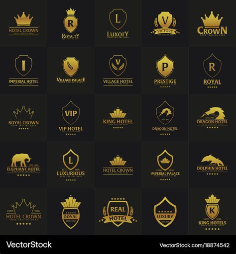 Set luxury hotel logos and emblems logo Royalty Free Vector