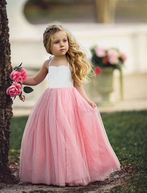 Little Girls Kid/Children Pink Flower Girl Dresses First Communion ...