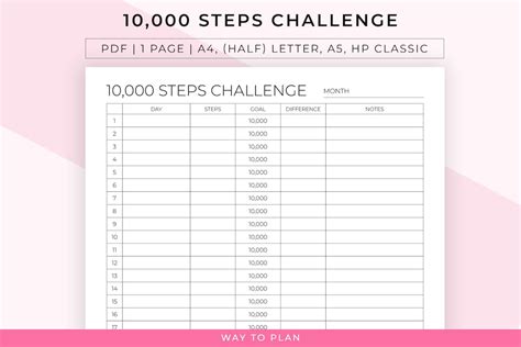 10,000 Steps Challenge, 10k Steps Challenge, Monthly Steps Challenge ...