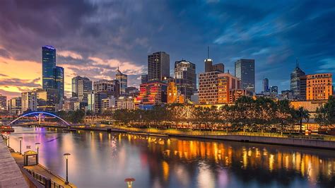 HD wallpaper: cityscape, melbourne, river, skyline, reflection, urban ...