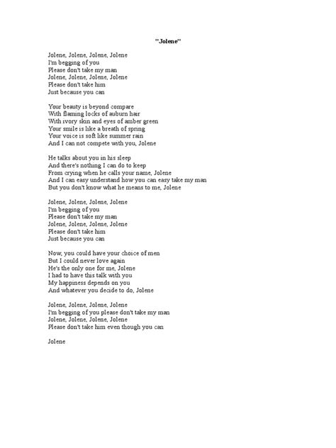 Jolene Lyrics