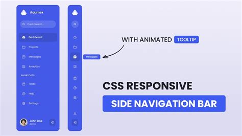 Responsive Side Navigation Bar In Html And Css Dashboard Side Nav Bar ...