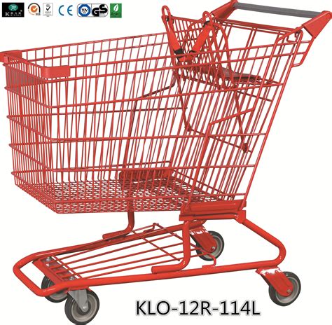 Red Powder Coating Small Metal Shopping Carts For Seniors / Grocery ...