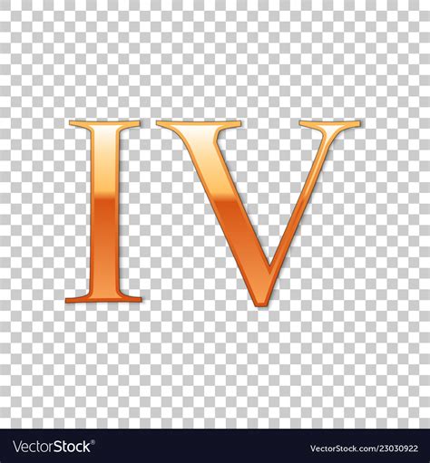 Golden roman numeral number 4 iv four Royalty Free Vector