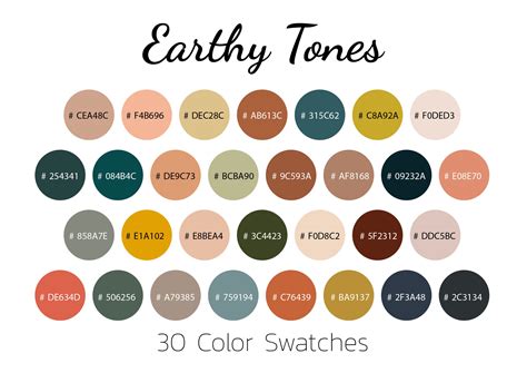 Earthy Tones, Color Swatches, Color Palette, iPad - Etsy