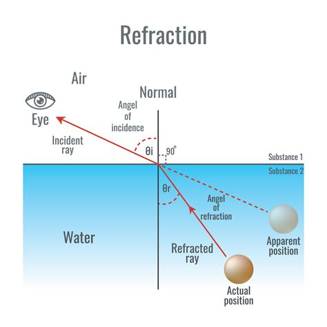 Refraction of light diagram vector illustration 23452920 Vector Art at ...