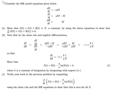 Answered: OConsider the SIR model equations given… | bartleby