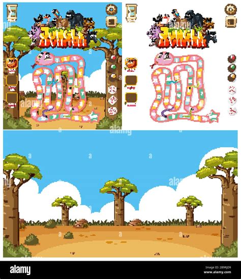 Background design for computer game with animals in the field ...