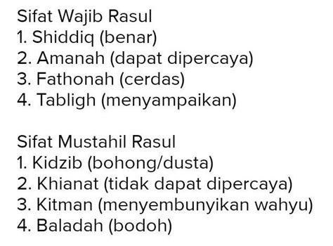 sifat wajib bagi rasul