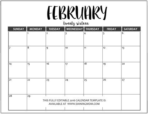 Just In: Fully Editable 2016 Calendar Templates in MS Word Format