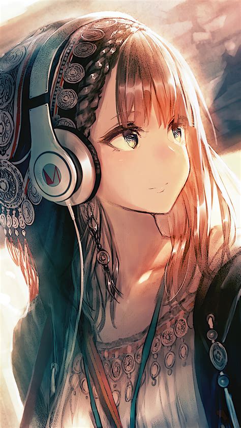 1080x1920 Anime Girl Headphones Looking Away 4k Iphone 7,6s,6 Plus ...