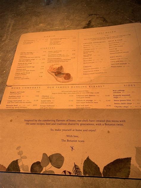 Menu at The Botanist Bar & Restaurant Sheffield, Sheffield