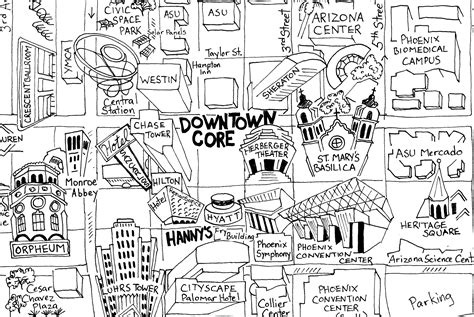 Map of Downtown Phoenix by Jen Urso - Steady Hand Maps