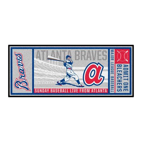 FANMATS Atlanta Braves Gray 2 ft. 6 in. x 6 ft. Ticket Runner Area Rug 2042