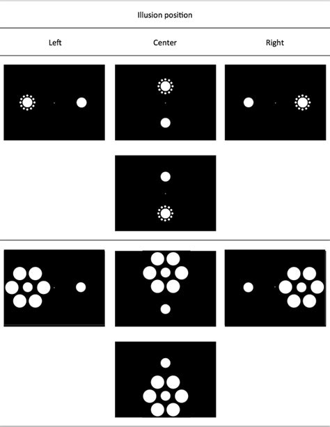 Stimulus examples in Experiment 2. In the left panel, Ebbinghaus ...