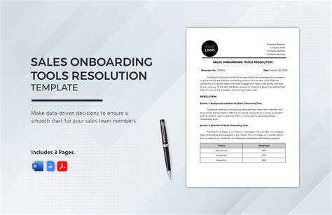 Sales Onboarding Tools Resolution Template in Word, PDF, Google Docs ...