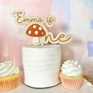 Mushroom ONE Cake Topper With Personalized Name, Boho Cake Topper ...