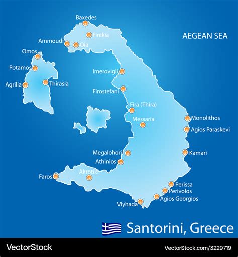 Island of santorini in greece map Royalty Free Vector Image