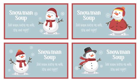 Snowman Soup Labels - 10 Free PDF Printables | Printablee | Snowman ...