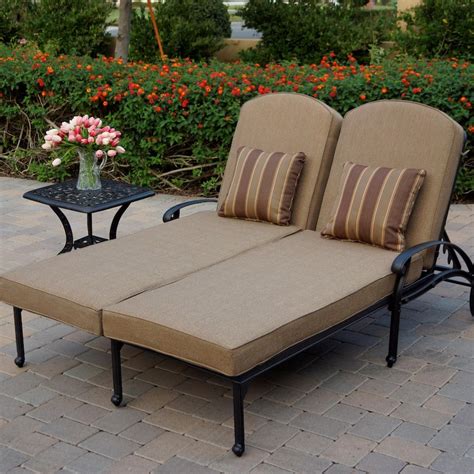 Darlee Elisabeth 2 Piece Cast Aluminum Patio Double Chaise Lounge Set ...