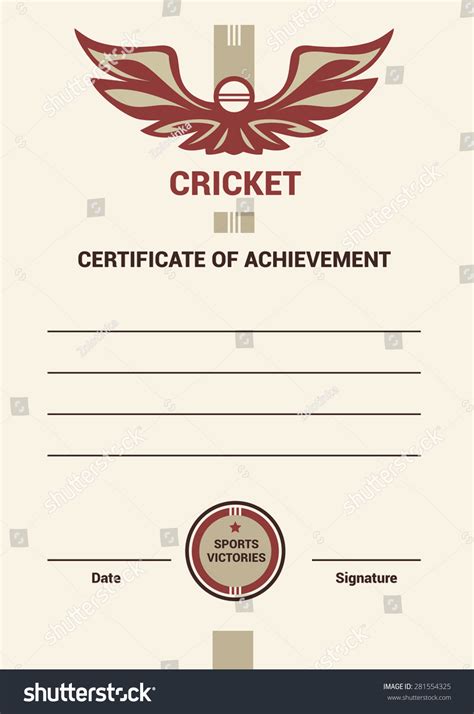 Template Certificate Diploma Cricket Simple Modern Stock Illustration ...