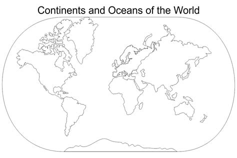 Continents And Oceans Blank Map Printable