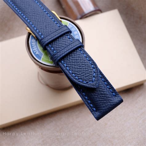 Blue leather watch strap - handmade leather watch strap & band