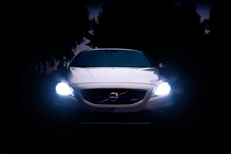 wallpaper volvo v40, volvo, headlights, light, front view, night HD ...