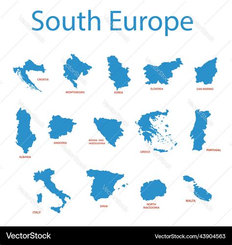 South europe - maps of territories Royalty Free Vector Image